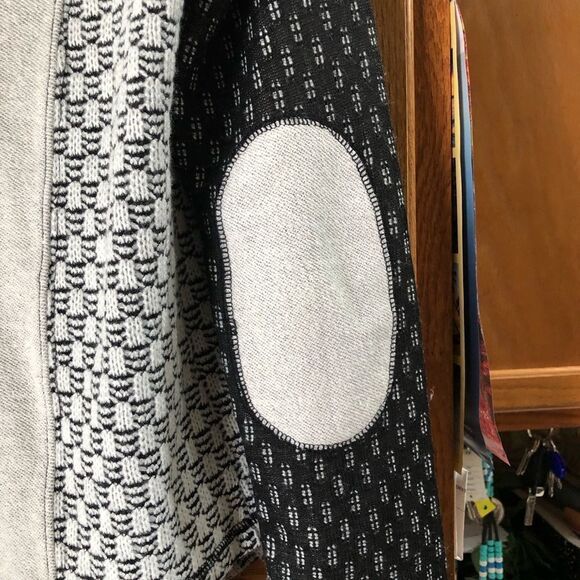 Anthropologie Philosophy Draped Open Woven Cardigan Elbow Patches - S - Picture 9 of 13